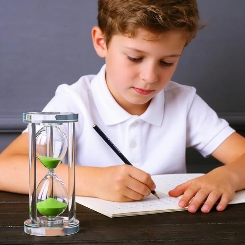 MINGZE Transparent Kristall Sanduhr Timer Sand Uhr Handwerk Glas Dekoration, 15 Minuten / 30 Minuten / 60 Minuten (Lila, 15 Minuten) – Ansicht 2