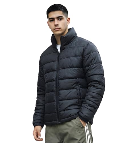 Image of BARKEYO Men's Winter Wear Black Puffer Bomber Biker Regular Wear Casual Jacket For Men