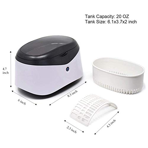PAHION Limpador ultrassônico digital de aço inoxidável com cesta de limpeza e suporte de relógio Fer