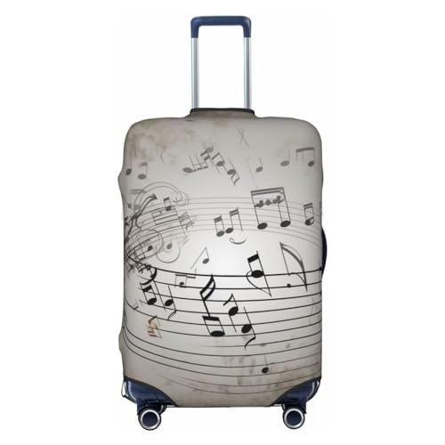 Housse de valise notes de musique noire en tissu élastique lavable taille M
