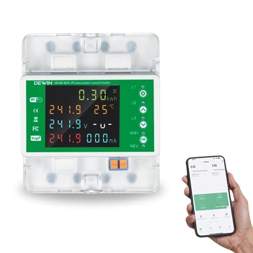 DEWIN Stromzähler 3 Phasen Smart Meter Drehstromzähler Hutschiene Tuya WiFi 3 Phasen Stromzähler with Überspannungsschutz und Unterspannungsschutz 100A AC 380V DEWIN Stromzähler 3 Phasen Smart Meter Drehstromzähler Hutschiene Tuya WiFi 3 Phasen Stromzähler with Überspannungsschutz und Unterspannungsschutz 100A AC 380V