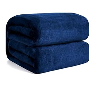 funky gadgets Fleece Throw Blanket for Bed – Soft Cozy Fluffy Blanket for Sofa, Warm Double Throws Fit All Season Navy Blue, 150×200 cm