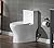 WOODBRIDGEE Modern Elongated One piece Toilet Dual flush 1.0/1.6 GPF,with Soft Closing Seat,1000 Gram MaP Flushing Score Toilet with Chrome Button,White,B0750-F-C