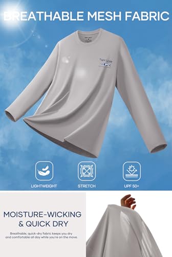 Image of Mens UPF 50+ Rash Guard Quick Dry Lightweight Summer UV Sun Protection Long Sleeve Swim Shirt (S-XXL)