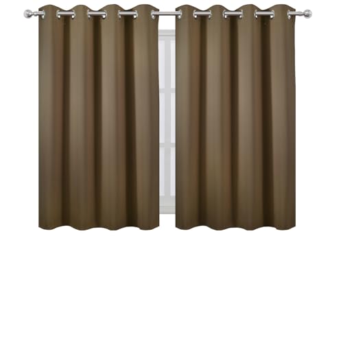 Image of LEMOMO Brown Thermal Blackout Curtains /52 x 45 Inch /Set of 2 Panels Room Darkening Curtains