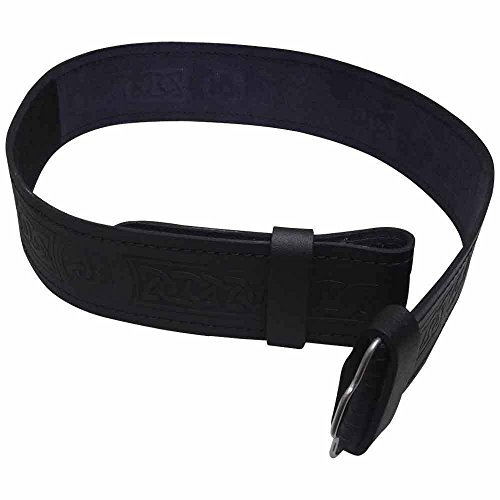 Scottish Highland Black Leather Kilt Belt without Buckle in Celtic Twist Embossed Design3