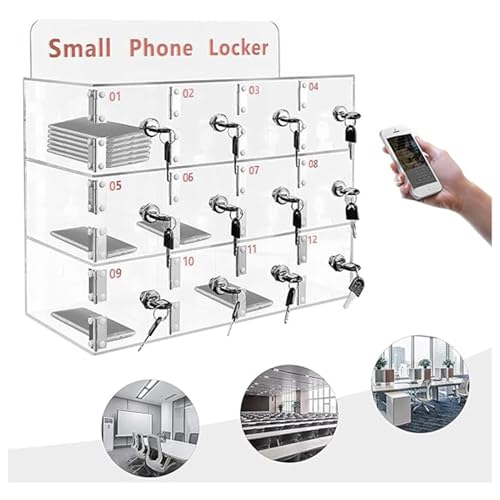 SDdPulse Armario de almacenamiento seguro de acrílico transparente para teléfono con cerradura y llave, ideal para oficinas, escuelas, aulas, dispositivos para nize & Protect, 8 compartimentos, 60