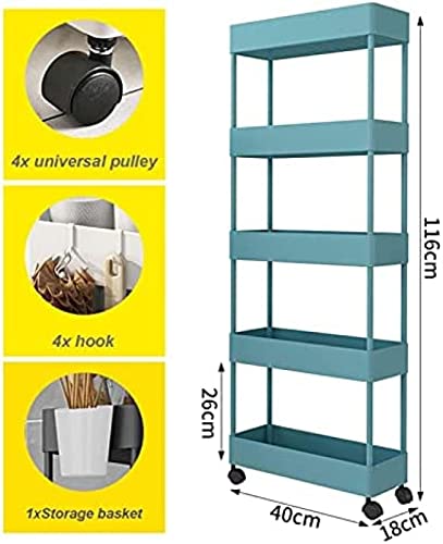 Rack de armazenamento de cozinha, carrinho de armazenamento de 5 camadas com rodas, carrinho utilitá