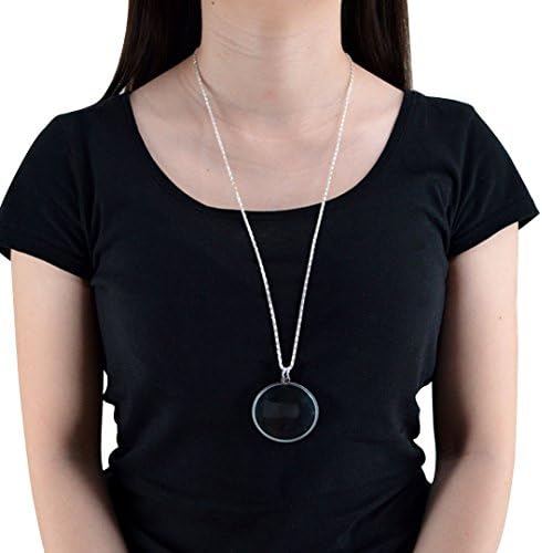 CLARA 5X Necklace Magnifier Pendant Reading Map Magnifying Glass with Gold Chain(Silver)