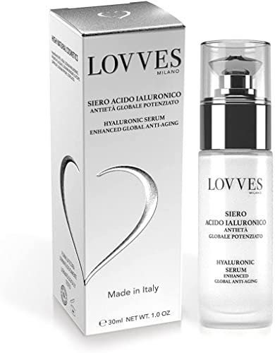 Lovves Siero Viso Acido Ialuronico, Potente Funzione Antietà, Alta Cosmesi Naturale, Antirughe, Idrata La Pelle In Profondità, Leggero Effetto Tensore