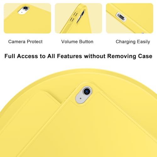 Image of ToaPoia Case for iPad (A16) 11 Inch 2025 /iPad 10th Generation 10.9 Inch 2022, Slim Trifold Stand Protective Cover with Pencil Holder and Soft TPU Back,Support Auto Sleep /Wake (Yellow)
