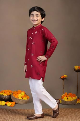 Image of Fashion Dream Boys Cotton Blend Geometric Kurta Payjama Set| Ethnic Set