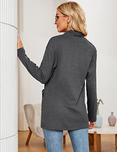 Image of Micoson Women's Long Sleeve Open Front Cardigan Casual Loose Lightweight Cardigans with Pockets