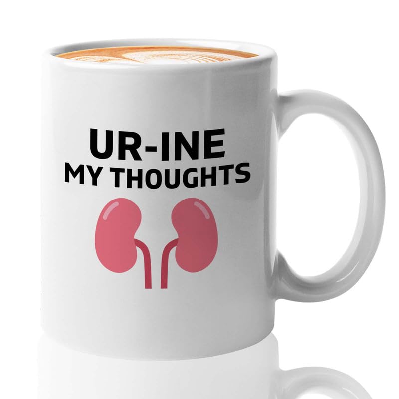 Flairy Land Kidney Donor Coffee Mug 11oz White - Ur-ine My Thoughts - Kidney Donor Gifts For Women Organ Donation Awareness Kidney Donor Wife Transplant Gifts Kidney Recipient Gift