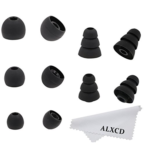 ALXCD Ear Tip for LG HBS Series Earphone, (S/M/L) 3 Pairs & (S/L) 2 Pairs Triple Flange Silicone Replacement Earbud Tips, Fit for LG HBS-750 770 800 810 900 910 Tone Pro Ultra Infinim [5 Pair](Black)