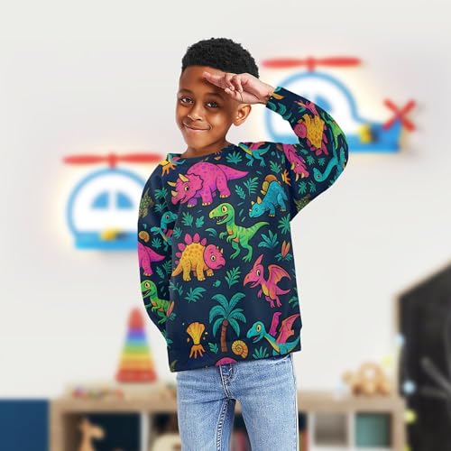 JUNZAN Vibrant Dinosaurs Blue Kids Boys Sweatshirts Hoodies Long Sleeve Sweatshirts for Boys Sports 4T4