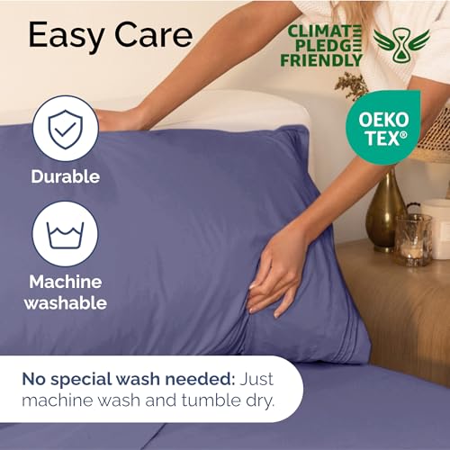 Image of King Size 4 Piece Sheet Set - Ultra Soft & Cooling Sheets - French Violet | Fits 8 Inch to 16 inch Mattress, Wrinkle Free & Fade Resistant with Deep Pockets, Breathable, Comfy Hotel Luxury Bedding