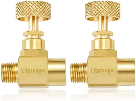 Litorange 2 Pack Heavy Duty Brass Replacement Control Needle Valve 1/4" Male NPT X 1/4" Female NPT Connection