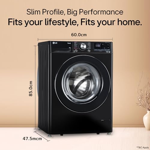 Image of LG 10 Kg, 5 Star, AI DD Technology, Steam Wash, Wi-Fi, 6 Motion DD, Fully-Automatic Front Load Washing Machine (FHP1210Z3O, Allergy Care, In-Built Heater, Touch Panel, 2026 Model, Onyx Black)