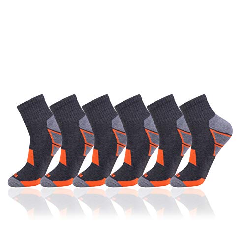 JOYNÉE Men's 6 Pack Athletic Performance Cushion Ankle Running Quarter Socks
