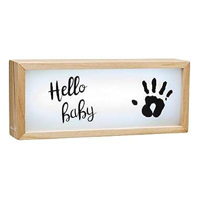 Baby Art My Baby Lightbox Boîte lumineuse à LED avec kit d'empreintes, lampe LED personnalisable pour chambre, base en bois avec lumière blanche