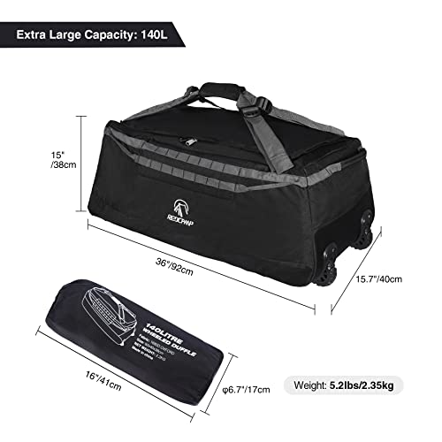 REDCAMP 85L/120L/140L Foldable Duffle Bag with Wheels, Large Travel Duffel Bag3