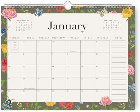 Jotsome Wall Calendar 2026, Monthly Wall Calendar From Now to December 2026 14.2x11.2 inch Wall Decoration for Home and Office, Easy Organizing, Gift for the Holidays (Florals)