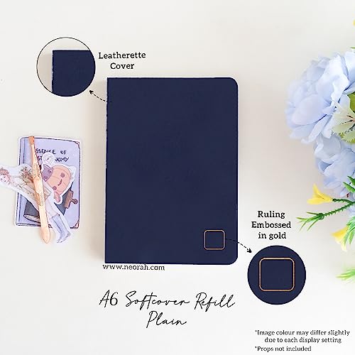 Image of NEORAH - A6 Notebook SOFT COVER | Journal REFILL | Unruled Notebook Journal | 110 GSM | 160 pages (Size 14.8 cm x 10.5 cm) Planner Journaling Writing Note Taking Diary -DARK BLUE