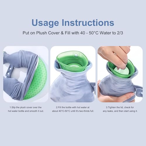 Image of Neck Stretcher U-Shaped Hot Water Bottle for Use with Cervical Traction, Neck Pain Relief&Cervical Spine Pressure Reduction, Skin-Friendly Crystal Velvet Fabric Cover, Washable (Light Blue)
