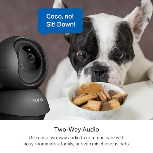 Tapo 2K(3MP) Caméra Surveillance WiFi intérieure 360° C211, Vision Nocturne, Notifications en Temps réel, Détection de Personne, Suivi de Mouvement, Télécommande, Compatible avec Alexa, Noir