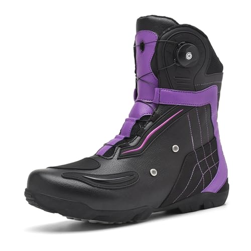 WTDXSPS Botas de Motocicleta: fusión de Seguridad y Comodidad en Zapatos de Motocicleta, Botas de Moto de Cross compañero de conducción Seguro y Transpirable(Purple,39 EU)