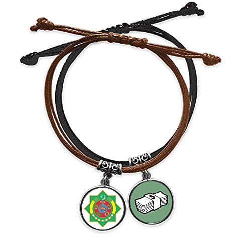 Cadena de cuero de Turkmenistán con emblema nacional y acabado artesanal premium