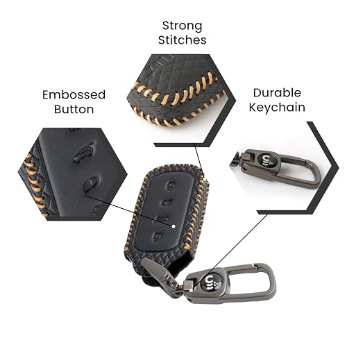 Image of SHOPOFLUX Metal Key Cover Compatible for Tata Curvv | Curvv EV Electric | Sierra | Safari | Harrier | 4 Button Smart Key Only (Metal Black Silicone)
