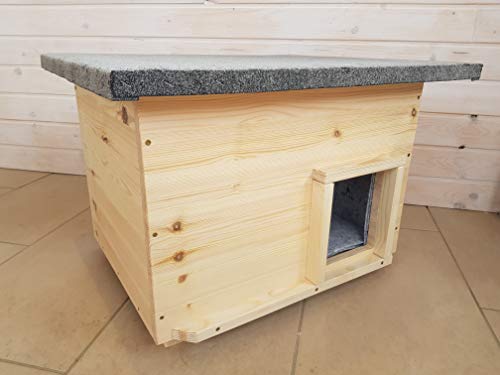 Maison pour chat avec chauffage et abri isolé lasure nature - 3