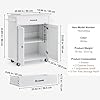 VEVOR Kitchen Island Cart, 32 Mobile Carts with Storage Cabinet, Rolling Table with Power Outlet, Spice Rack, Towel Bar, Adjustable Shelf, Drawer, Dining Living Room Portable Islands on Wheels, White
