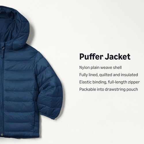 Image of Amazon Essentials Boys and Toddlers' Lightweight Water-Resistant Packable Hooded Insulated Puffer Jacket