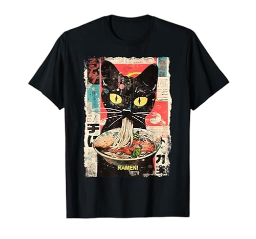 Gato Fideos Ramen Japón Y2K Kawaii Retro Gatos Manga Anime Camiseta | Ya disponible en tu tienda friki favorita! En mundofriki.es!