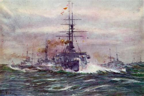 Cuirassés de l'ère blanche en mer tableau Wyllie pour décorer un bureau de passionné