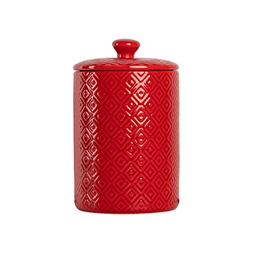 Image of 10 Strawberry Street CAN RED Diamond Kitchen Canister Set, Set of 3, Model:CAN-DIAMOND-RED-SET
