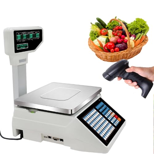 Báscula Comercial Digital con Impresora y Pantalla Doble miniatura 1