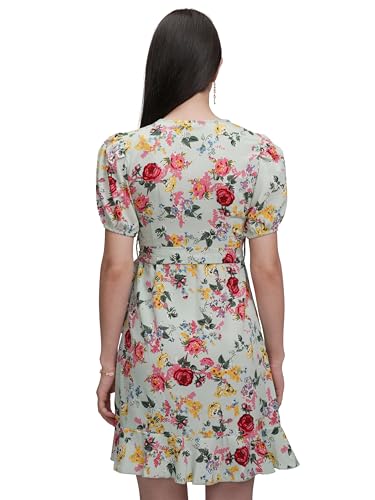 Image of Tokyo Talkies Women's Elegant Puff Sleeve Playful Mini Dress | Flowy | Feminine Silhouette for Effortless Grace | Floral Print