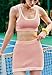 Panadila Womens 2 Piece Skirt Set Workout Outfits Tennis Skorts with Built-in Shorts and Sports Bra Gym Yoga (Dusty Pink,XS)