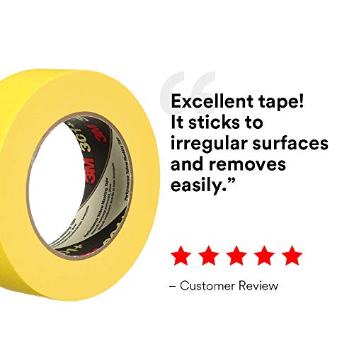3M 301+ High Performance Masking Tape, Yellow, 36 Mm X 55 M - High Performance Holding And Masking Tape For Automotive, Specialty Vehicle And Industrial Markets, Case Of 24 #TOP4