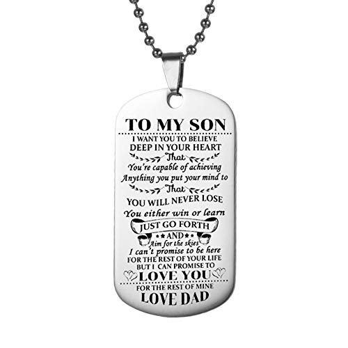 Yellow Chimes Touching Love Message to Son Stainless Steel Pendant with Chain for Men and Boys