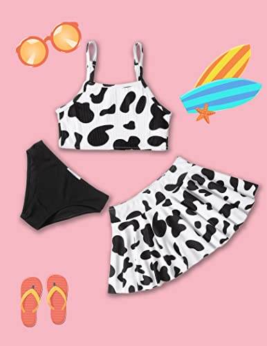 Image of Arshiner Girls 3 Piece Swimsuit for Teen Girl Tankini Swimsuits Bathing Suit Beach Bikini Swimwear with Skirt