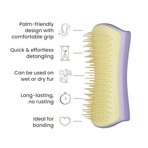 Tangle Teezer Pet Teezer Entwirrungsbürste für kleine Hunde – Hundebürste für Trocken- oder Badegebrauch – Die perfekte Bürste für Hunde – Lila & Gelb