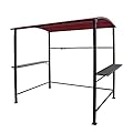 COBANA Grill Gazebo 8’by 4.6’ Outdoor Patio BBQ Canopy with Single-Tier Soft Top and Metal Shelves, Red