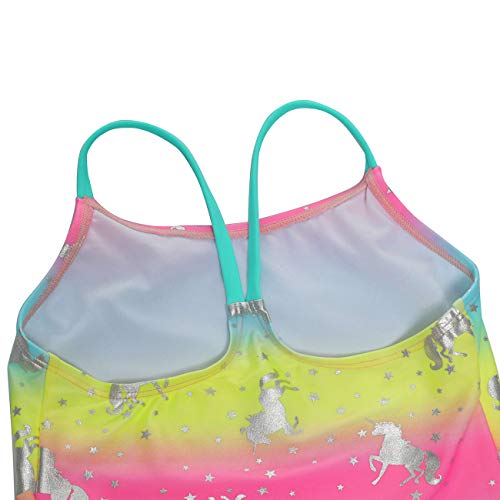 Image of DUSISHIDAN Kid's Girls Swimsuits Cute Rainbow Unicorn Two Piece Tankini Sets Bathing Suits