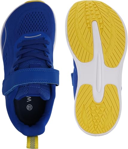 WHITIN Boys Girls Wide Toe Box Running Shoes Zero Drop Width Sneaker Little Big Kids Size 4 Athletic School Basketball Tennis Footwear Blue 36