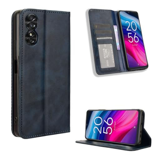 Cover per TCL 50 SE TCL 50SE Premium PU Pelle+TPU Antiurto Folio Flip Custodia Portafoglio Supporto Slot Schede Magnetica Chiusura Blocco RFID silicone blu
